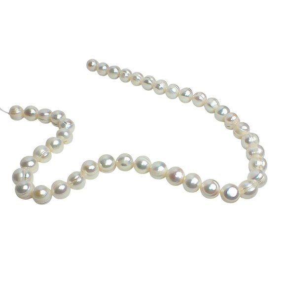 Vintage Baroque Freshwater White Pearl Bead Strand For Jewelry Making - Picture 3 of 5